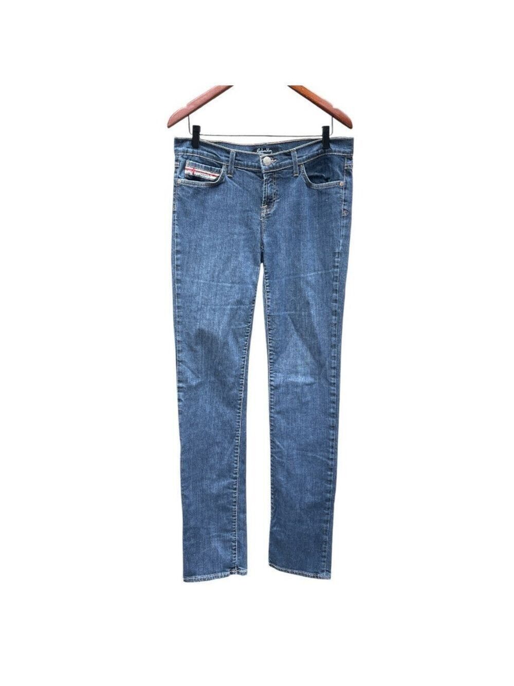 GUIDO & MARY SZ 12 blue JENNY Y2K low rise tall slim straight leg stretch jeans